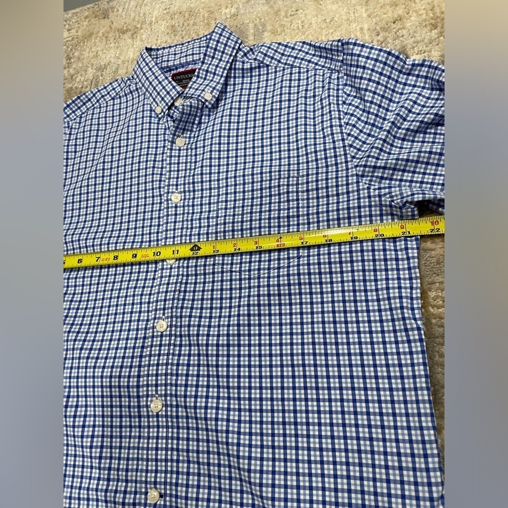 UNTUCKit Blue Plaid Nylon Performance Button Down Shirt, Size Small Lightweight - Picture 6 of 9